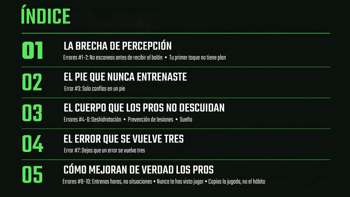 10 errores que los futbolistas pro no cometen - índice